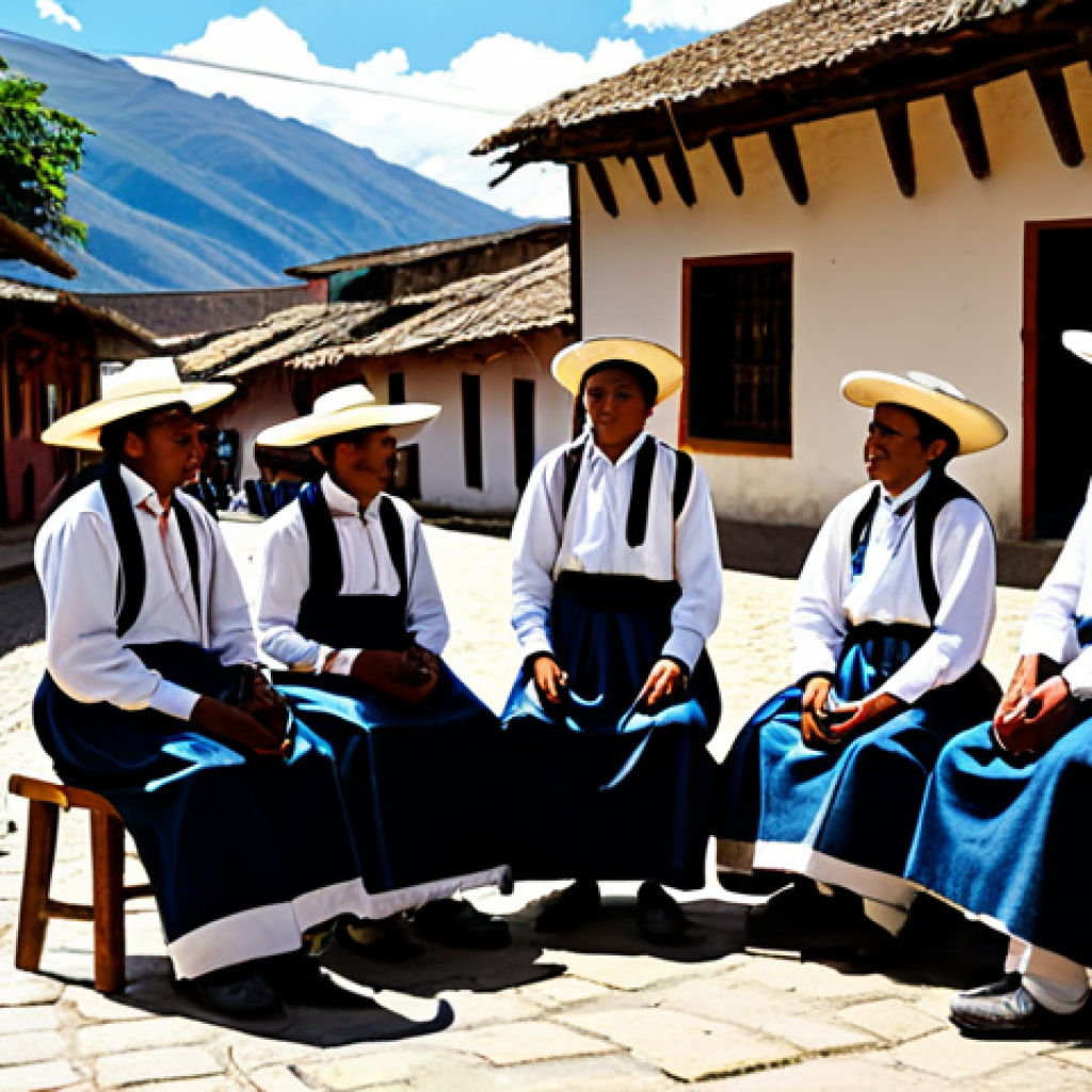 콜롬비아 전통악기와 음악 - Andean String Ensemble**

"A group of Colombian musicians in traditional, fully clothed attire playi...