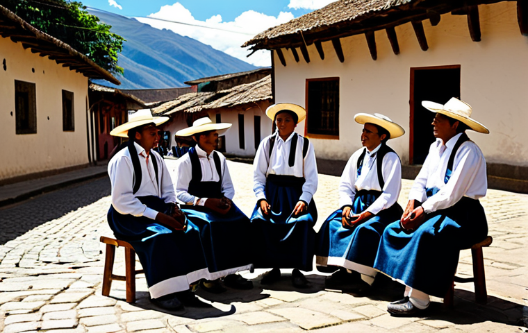 콜롬비아 전통악기와 음악 - Andean String Ensemble**

"A group of Colombian musicians in traditional, fully clothed attire playi...