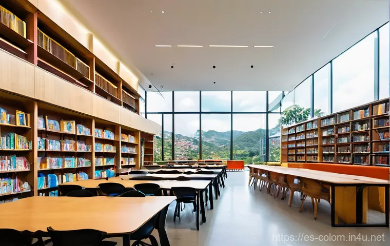 콜롬비아에서 유명한 서점 및 도서관 - **A tranquil and inspiring literary cafe in a bustling Colombian city, such as Medellín.** The image...