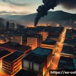 Home 22 메데인 카르텔 vs 칼리 카르텔 - A detailed and atmospheric digital painting of 1980s Medellín cityscape at dusk, showcasing a gritty...